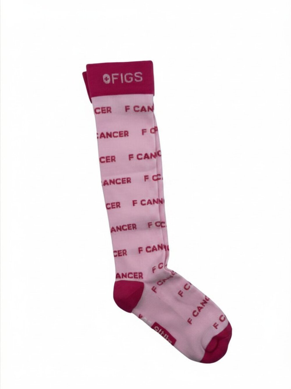 1 Pair FIGS Compression Socks "F Cancer" Pink Size Large